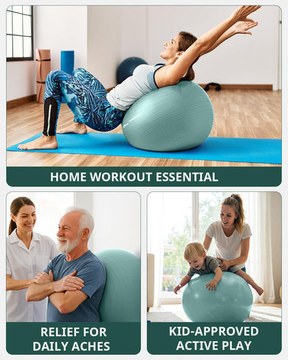 Trideer Yoga Ball – Anti-Burst Exercise Ball for Pregnancy, Office, Birthing, Stretching & Core Workout – Home Gym & Therapy