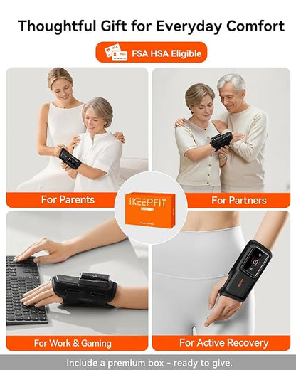 MAXease Cordless Heated Wrist Brace for Pain Relief, Warmer & Massager for Carpal Tunnel & Arthritis, Wrist Heating Pad with Splint for Hand Joint & Night Support, FSA&HSA, Size M, Left