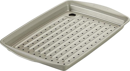 Rachael Ray Nonstick Bakeware Set without Grips includes Nonstick Bread Pan, Baking Pans, Cake Pans, Cookie Sheet / Baking Sheet - 10 Piece, Silver