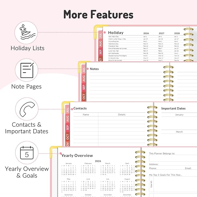 Jul 2026 - Dec 2027 Planner, Forvencer 18 Month Planner 2026-2027, 6" x 8"
