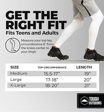 Tough Outdoors Leg Compression Sleeve - Leg Sleeves for Men & Women - Compression Calf Sleeves - Basketball Football Cycling