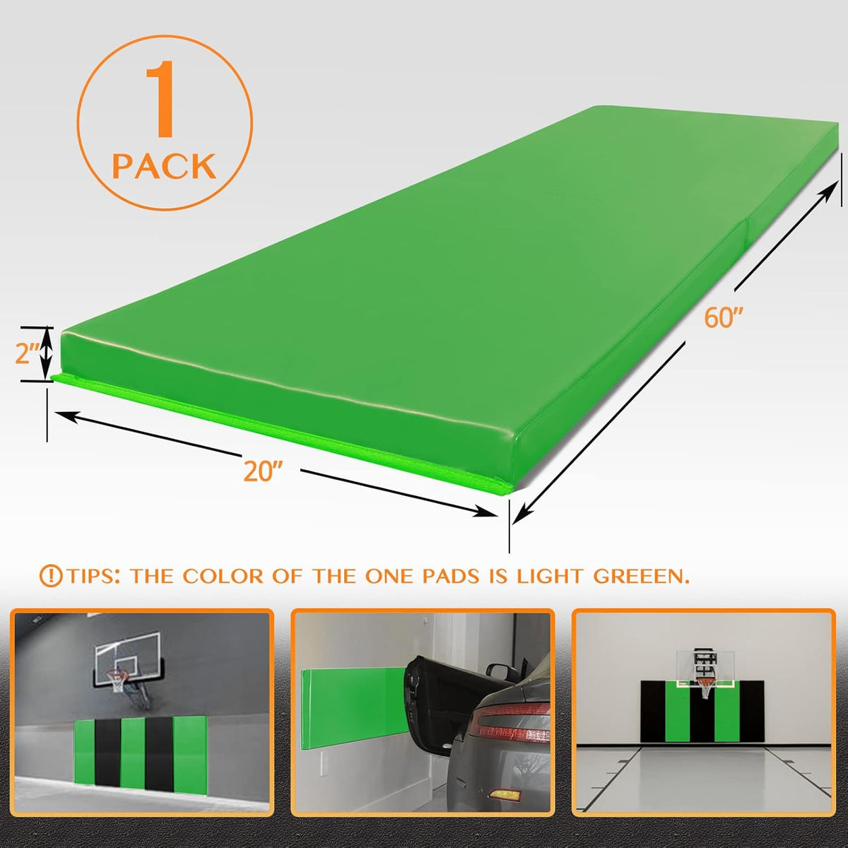 PROGOAL 2"/4" Thick Foam Protection Wall Pad，Gym Basketball-Court Protectors，Durable Waterproof Padding for Wall-Mounted Basketball Hoops(60" L x 20" W)…