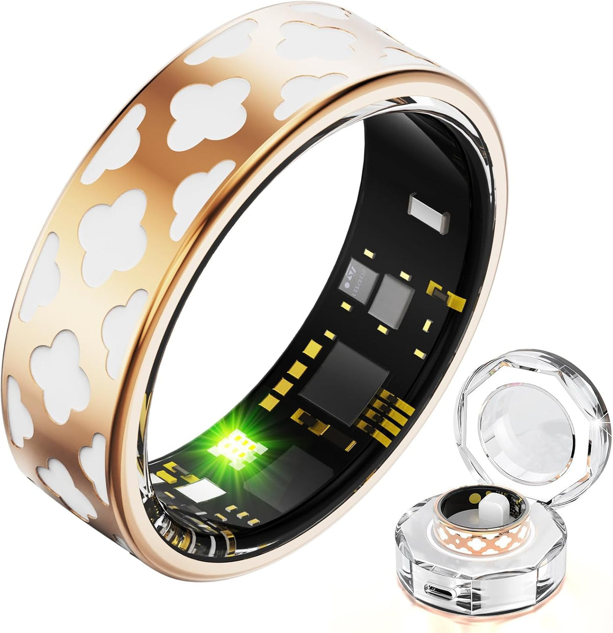 Smart Ring Health Tracker for Women Men, Fitness/Sleep/Stress/HR Tracker, Fitness Tracker with Steps, Distance & Calorie Count, iOS & Android Compatible, IP68 Waterproof (13#)