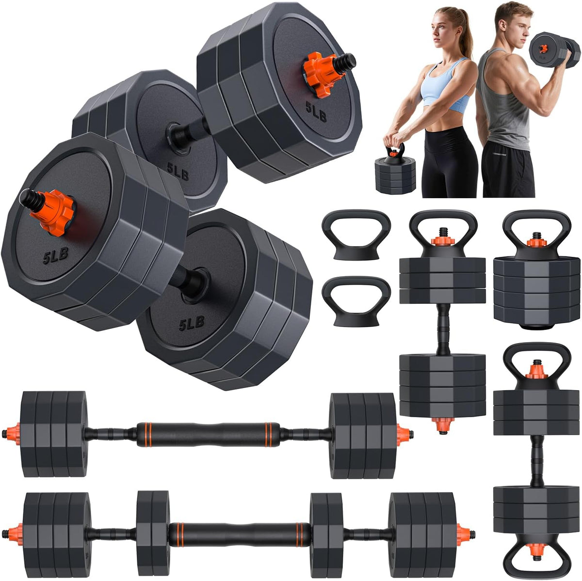 Adjustable Dumbbells Set, 45/65/85 lbs Free Weight Set with Connector, 4 in1 Dumbbells Set for Home Gym Workout