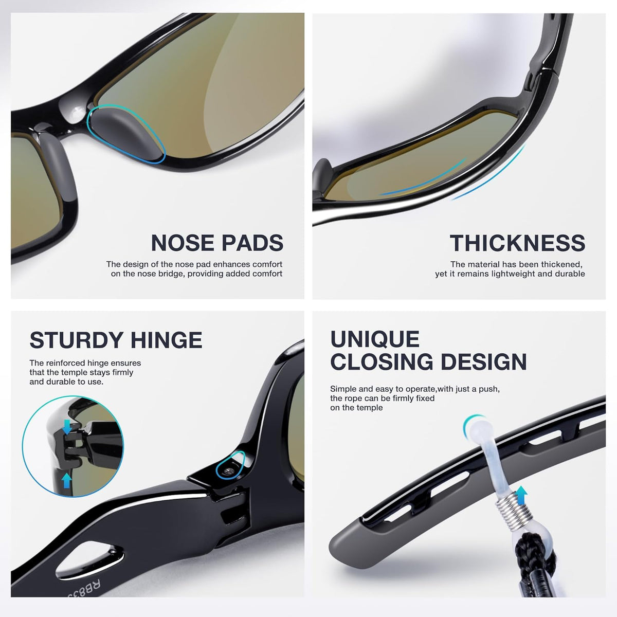 RIVBOS Sunglasses for Men Women Polarized UV Protection Sports Fishing Driving Shades Cycling RB833