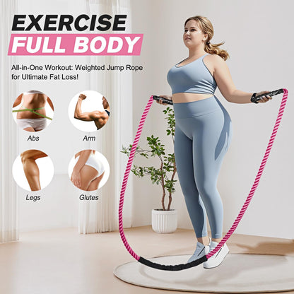 HPYGN Jump Rope, Weighted Jump Rope for Men women, 2.8lb 3.8lb 5lb Heavy Skipping Rope for Exercise, Adult Jumpropes for Home Workout, Improve Strength and Building Muscle,Total Body Workout Equipment