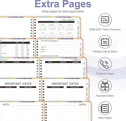 Planner 2026-2027, Weekly and Monthly Academic Year Calendar Planner, July 2026 - June 2027, Daily Agenda Book for Office School Supplies, A5(6.3'' x 8.5'')