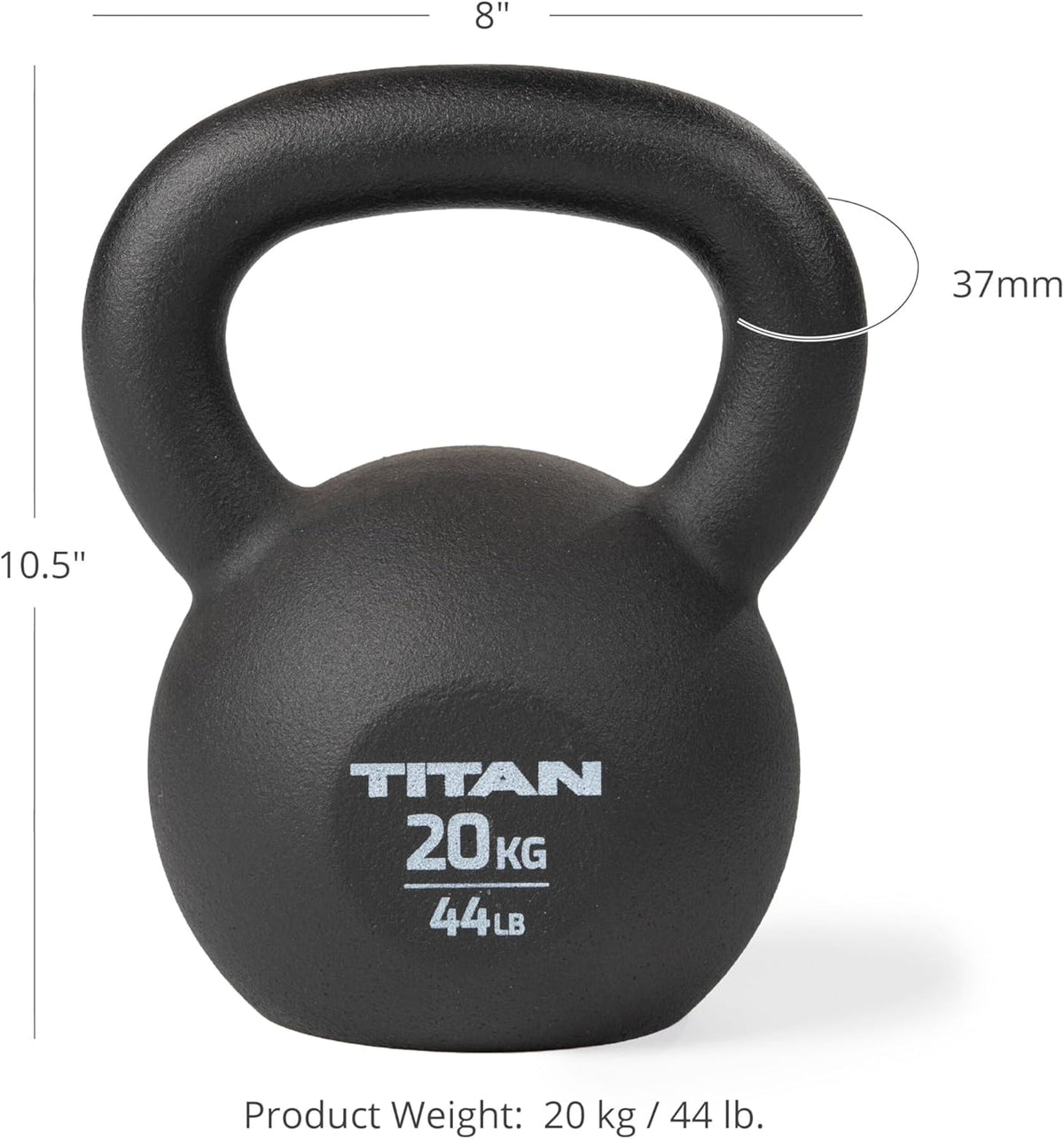 Titan Fitness Cast Iron Kettlebell, Single Piece Casting, KG and LB Markings, Full Body Workout