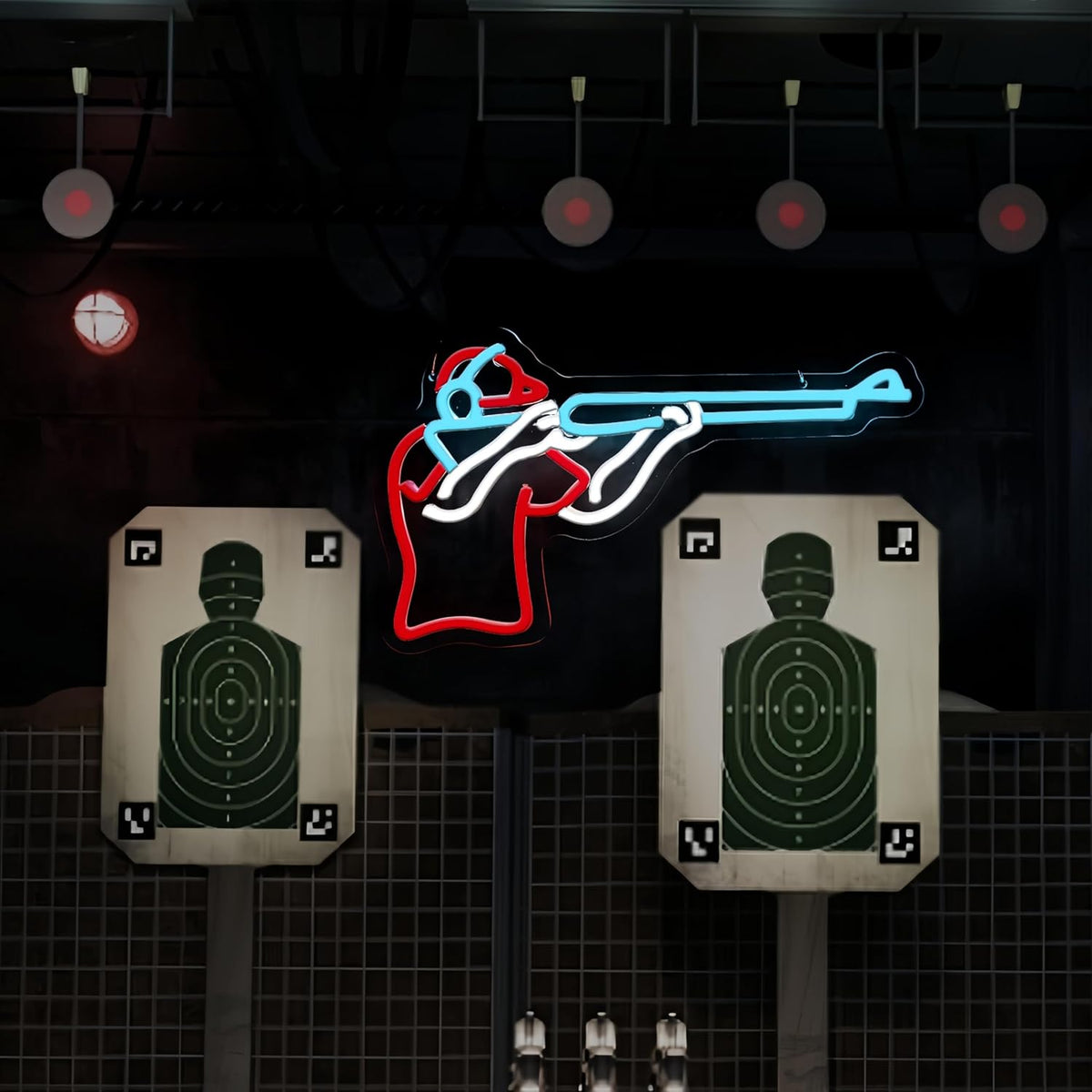 Man Shooting Neon Sign Nerf Sniper Rifle Light Up Sign Shooter Gifts Gun Player Light Sign Dimmable LED Sign for Gun Club Decor Man Cave Game Room 15.2"×9"