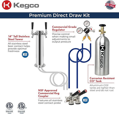 Kegco K309B-2 Double Faucet Digital Black Kegerator