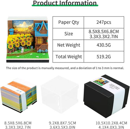 3D Time Piece Calendar, 2027 Desk Calendar With LED Light, 3d Tree Memo Pad Creative Desk Calendar, Christmas Gift for Colleague Friend, Desktop Decoration (Sunflower Yard)