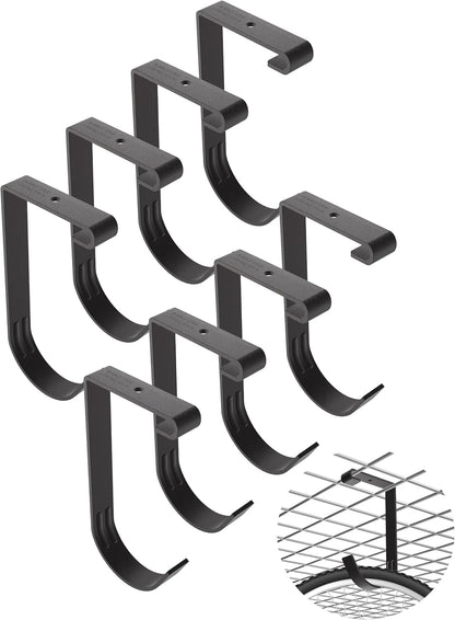 Bike Hooks for Garage Ceiling Mount Rack – Heavy Duty 4X8 Overhead Garage Storage Rack for Ceiling Hanging Bicycle Shelves, Add on Storage Flat Hooks Accessory and Wall Hanger (Flat Hook 8 Pack)