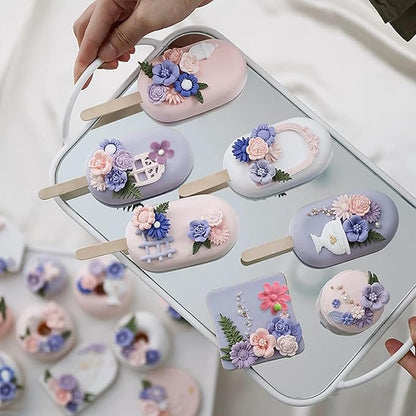 5Pcs Flower Molds Silicone Chocolate Mold Daisy Flower Fondant Polymer Clay Resin Mold Soap Ice Cube Jello Molds for Baking and Cake Cupcake Decorating (Gray Daisy Flower)