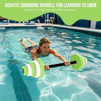 29.3’’Swimming Barbell Pool Dumbbell Swim Dumbbell with Water Exercise Discs High Density EVA Foam Aquatic Exercise Equipment