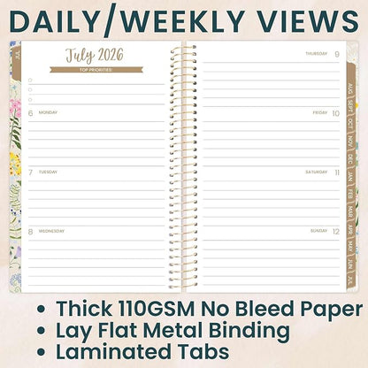bloom daily planners 2026-2027 Academic Year Pocket Planner (July 2026 - July 2027) 13 Months - SMALL 4” x 6” Weekly Monthly Agenda Organizer & Calendar Book - Garden Party, Beige
