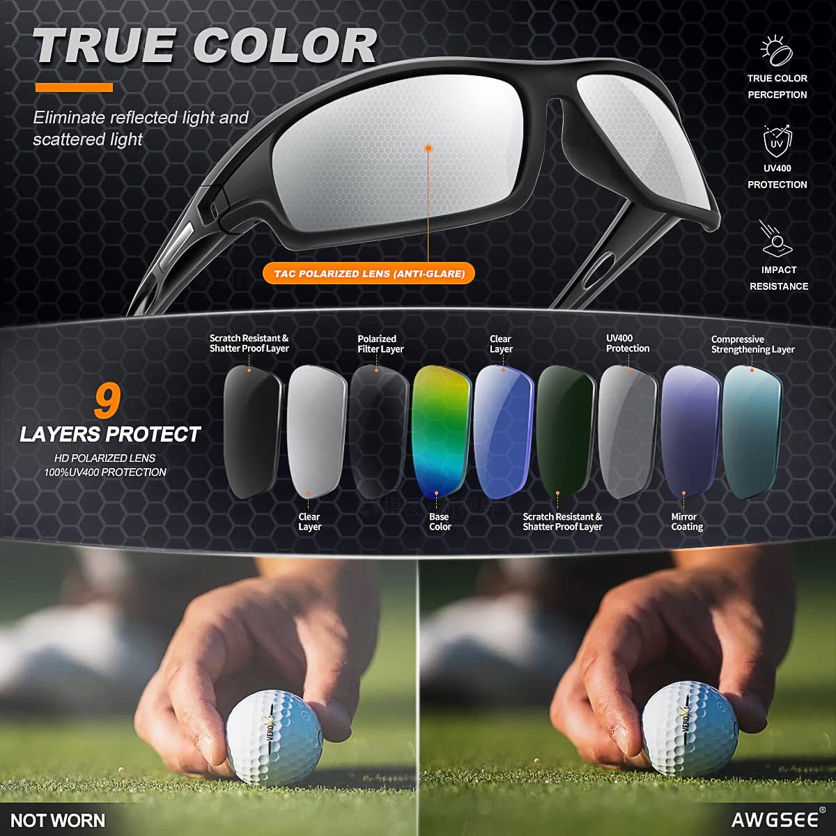 Polarized Sports Sunglasses for Men 100% UV Protection Wrap Around Unbreakable Sun Glasses for Fishing Driving