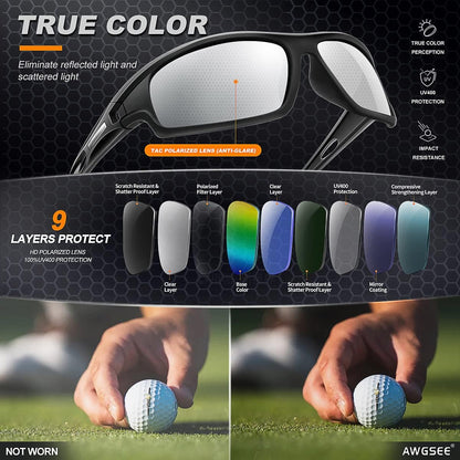 Polarized Sports Sunglasses for Men 100% UV Protection Wrap Around Unbreakable Sun Glasses for Fishing Driving