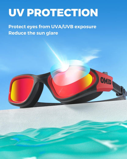 OMID Swim Goggles, P2 Polarized Swimming Goggles for Men Anti-fog Goggles Swimming for Adult Women