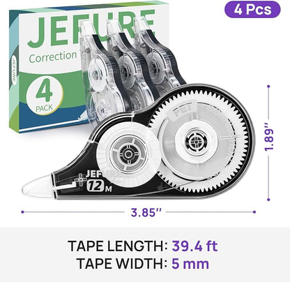 4 Pcs Correction Tape, 39.37 Ft White Wrong Out Tear-Resistant
