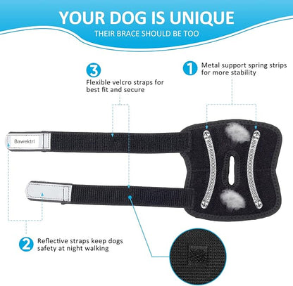 Dog Leg Braces for Rear Legs, Hock Brace for Back Legs with Metal Strips and Safety Reflective Straps for Short Legs, Joint Warps Support for Hind Legs Injuries Sprains Arthritis (Small(1Pair))