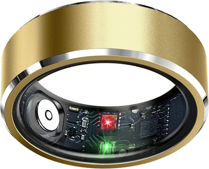 Smart Ring Health Tracker, Sleep Tracker Ring with Heart Rate, Waterproof Fitness Ring for Activity Monitoring/Steps/Distance/Calories,Air Gestures,Up to 7-Day Battery,for iOS Android (Light Gold,#10)