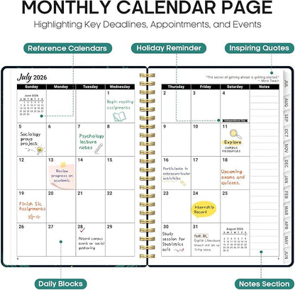 Academic Planner 2026-2027, Jul 2026-Jun 2027 Monthly & Weekly Planner