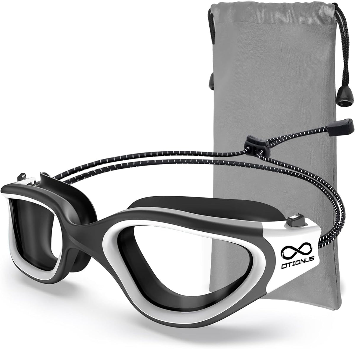 Swim Goggles, Polarized Adult Swimming Goggles Bungee Strap No Hair Pulling Anti-fog Pool Goggles for Men Women