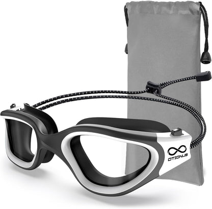 Swim Goggles, Polarized Adult Swimming Goggles Bungee Strap No Hair Pulling Anti-fog Pool Goggles for Men Women