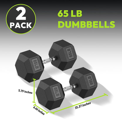 Hex Dumbbell Set 2.5-400 lb, Rubber Encased Exercise & Fitness Dumbbells, Weights Dumbbells Set of 2, Hand Weight for Strength Training
