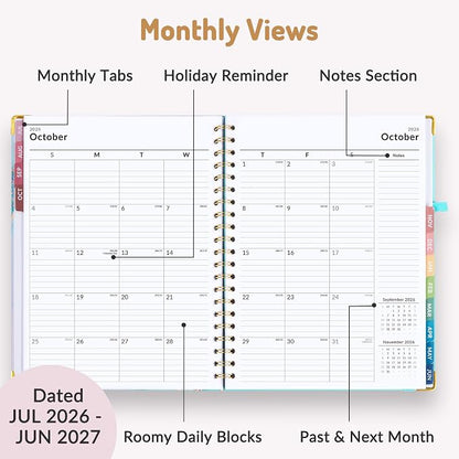 Forvencer Planner 2026-2027, July 2026 - June 2027,8.5x11" Calendar Planner | Weekly and Monthly, Hardcover Planning book with Monthly Tabs, Cute Journal Organizer Notebook for Office School, A4 Size