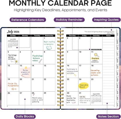 Academic Planner 2026-2027, Jul 2026-Jun 2027 Monthly & Weekly Planner
