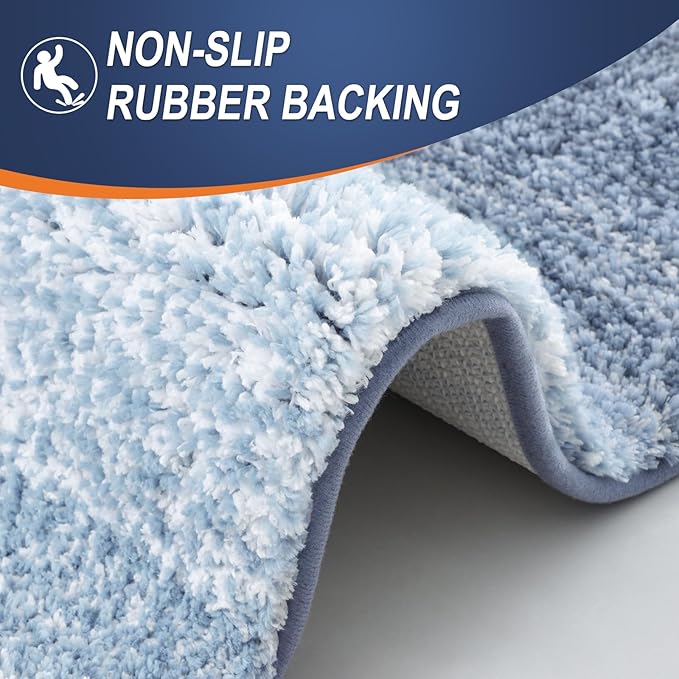 OLANLY Bathroom Runner Rugs Mat 44x24, Extra Soft Absorbent Microfiber Bath Rugs, Rubber Backing, Quick Dry, Washable Long Bath Mats for Bathroom Floor, Tub and Shower, Home Decor Accessories, Blue