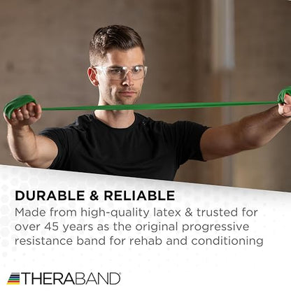 THERABAND Professional Resistance Band, Green Level 3 Heavy, 5 ft Exercise | Elastic resistance band for exercise, strength training, stretching and physical therapy - ideal for home workouts