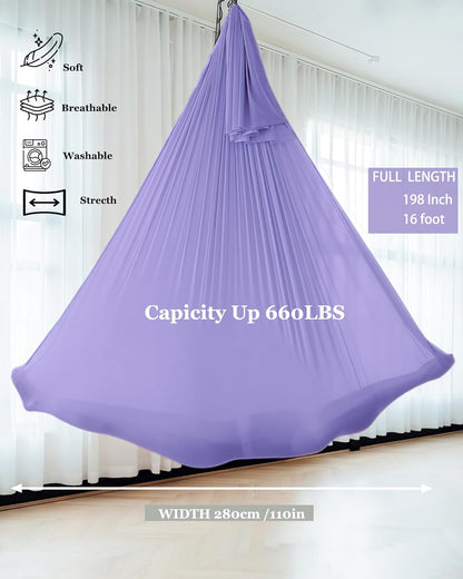 F.Life Aerial Silk Yoga Hammock & Swing for yoga Inversion,Strength training,starter hardware kit