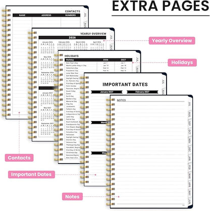 Academic Planner 2026-2027, Monthly and Weekly Calendar Planner, July 2026 - June 2027, Pretty Hardcover Teacher Student Planning Agenda Book with Tabs, Fit for School Office Supplies, 8.5" x 11", Humming Glow