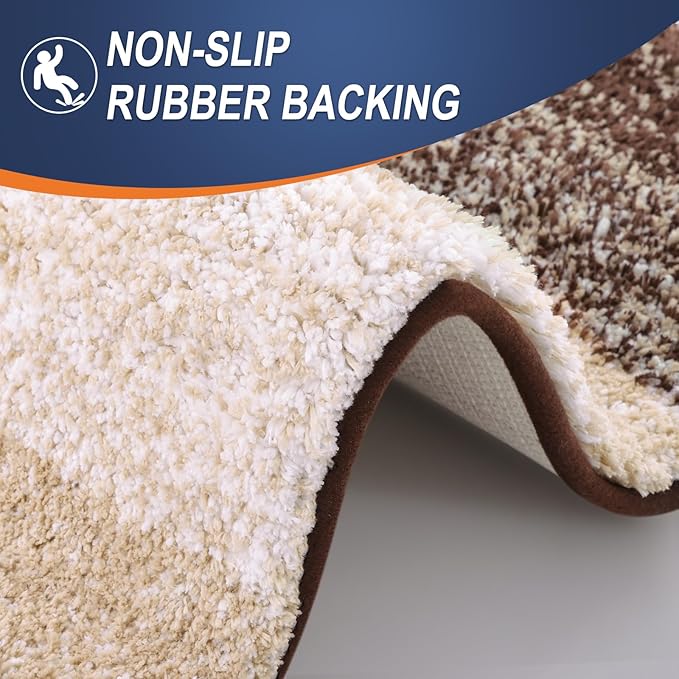 OLANLY Large Bathroom Rugs Mat 40x32, Extra Soft Absorbent Microfiber Bath Rugs, Rubber Backing, Quick Dry, Machine Washable Bath Mats for Bathroom Floor, Tub and Shower, Home Decor Accessories, Brown