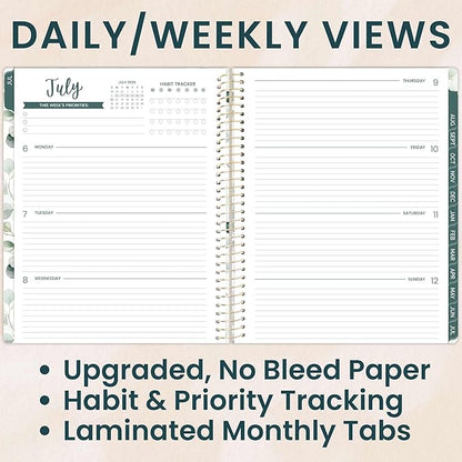 bloom daily planners 2026-2027 Planner (8.5” x 11") 13 Month Academic Organizer (July 2026 - July 2027) - Weekly & Monthly Agenda Book with Stickers & Tabs - Boho Greenery