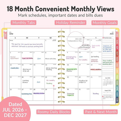 Jul 2026 - Dec 2027 Planner, Forvencer 18 Month Planner 2026-2027, 6" x 8"