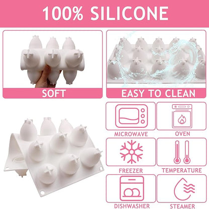 Strawberry Chocolate Silicone Mold for Mousse Cake(15-Cavity), Fruit Shaped Fondant Mold for Birthday Party Cake Decoration Pastry Dessert Pudding Ice Cream Candle Soap