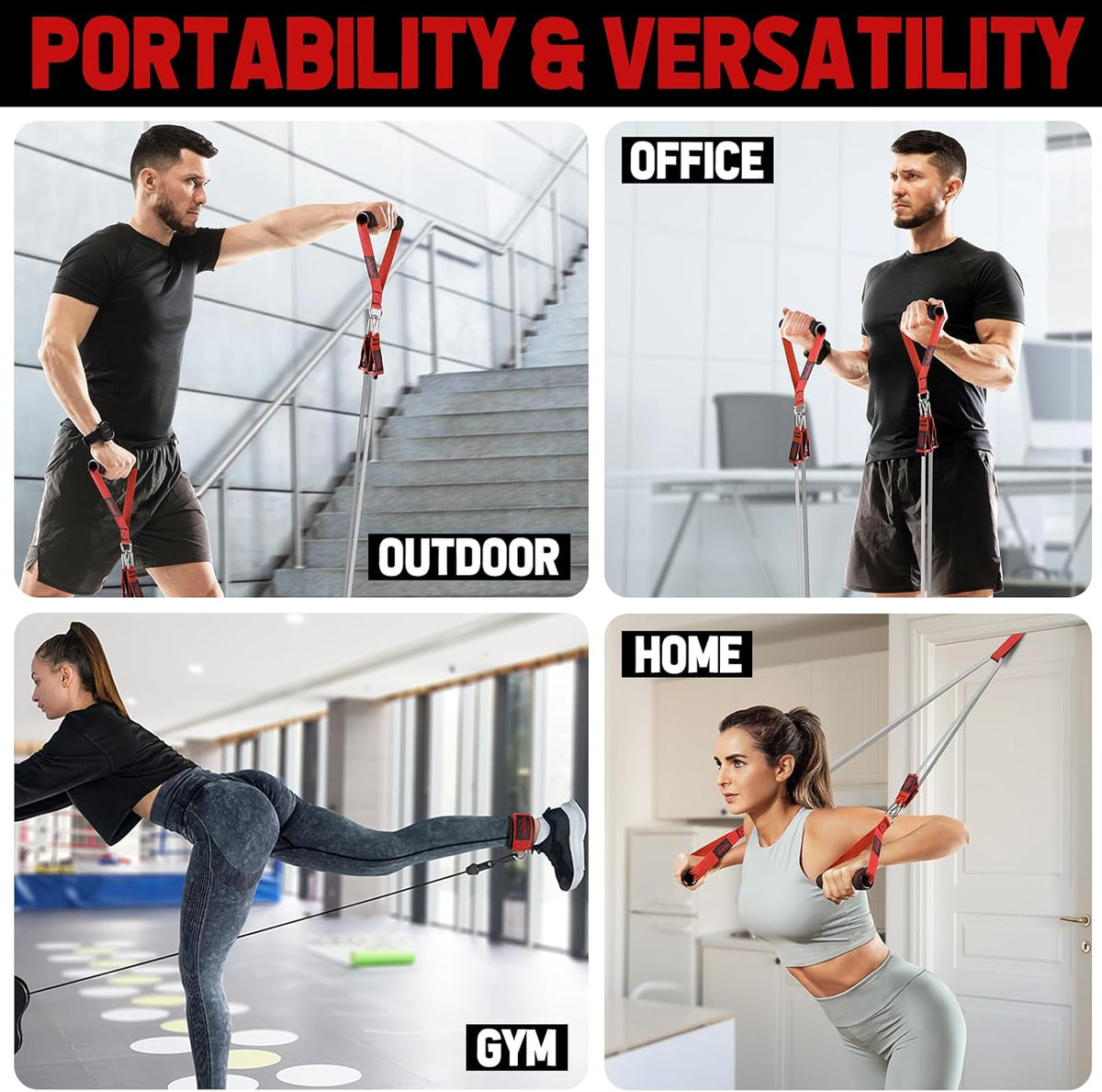 WALITO Resistance Bands Set - Exercise Bands with Handles, Door Anchor, Legs Ankle Straps, for Heavy Resistance Training, Physical Therapy, Muscle Training, Yoga, Home Workouts