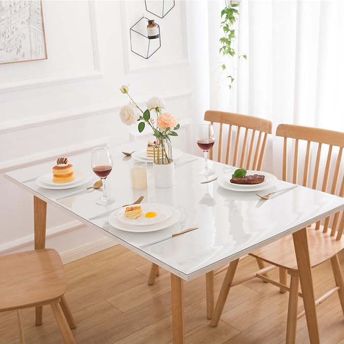 36 x 52 Inch Clear Table Cover Protector, Clear Table Protector for Dining Room Table, 1.5mm Plastic Table Cover, Waterproof Table Pad for Kitchen, Office