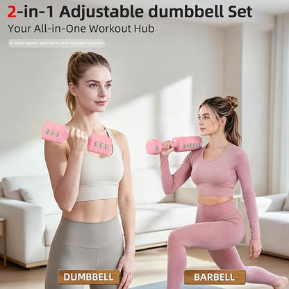 Abahub 2 in 1 Kettlebell & Dumbbell Set, Adjustable Dumbbell for Home Gym | Dumbbell with Kettlebell Converter Set of 2, Full Body Workout Kettlebell for Women