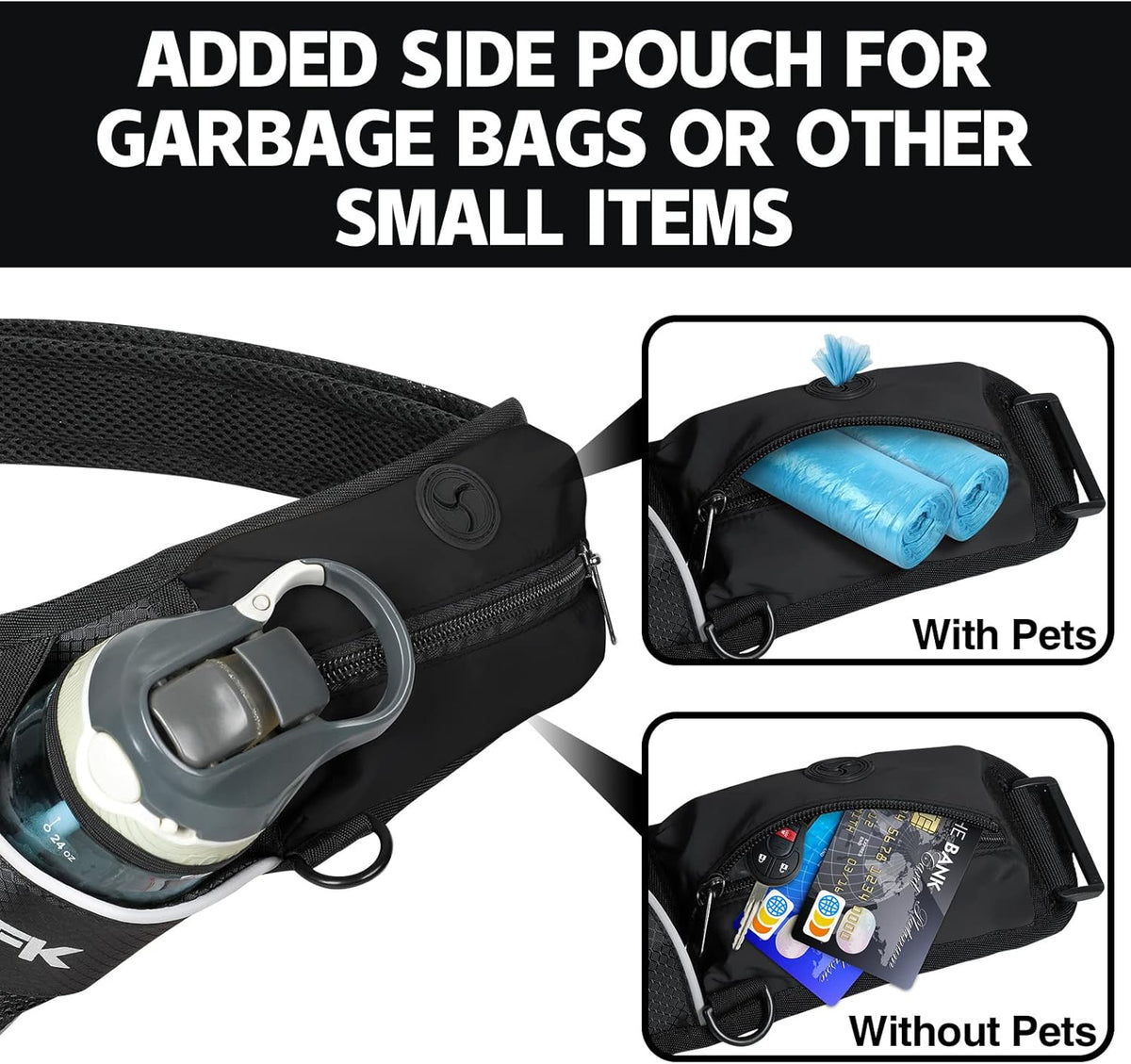 PYFK Running Belt Hydration Waist Pack with Water Bottle Holder for Men Women Waist Pouch Fanny Bag Reflective