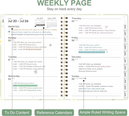 Planner 2026-2027, Weekly and Monthly Academic Year Calendar Planner, July 2026 - June 2027, Daily Agenda Book for Office School Supplies, A5(6.3'' x 8.5'')