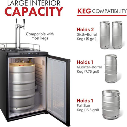 Kegco HBK309S-2 Home Brew Keg Dispenser, Stainless Steel, 2 Tap