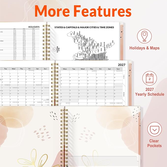 SUNEE 2027 Appointment Book, Quarter-Hourly, Weekly Monthly Planner, 6" x 8.3",Pink Breeze