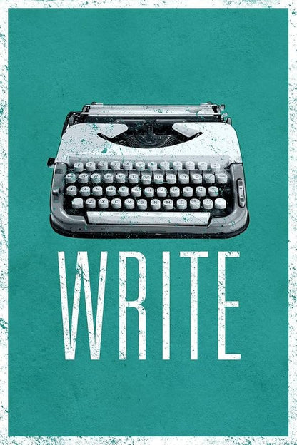 Laminated Typewriter Poster Write Retro Vintage Green Creative Writing Writer Classroom College Poster Dry Erase Wall Art 12x18