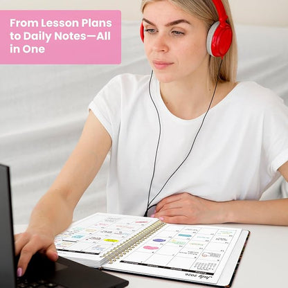Academic Planner 2026-2027, Monthly and Weekly Calendar Planner, July 2026 - June 2027, Pretty Hardcover Teacher Student Planning Agenda Book with Tabs, Fit for School Office Supplies, 8.5" x 11", Humming Glow