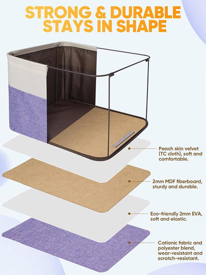 BALEINE 1 Pack Fabric Closet Storage Bins for Shelves, Linen Closet Organizers and Storage, Decorative Baskets for Organizing, Shelf, Clothes, Home, Office (Lavender, 17''x13''x10.5'')