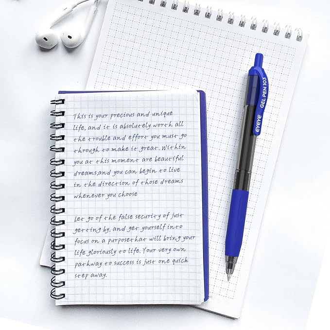 EYEYE G-103 Retractable Gel Pens 0.5mm, 25 Pack 0.5 mm Blue Ink Extra Fine Point Ballpoint Pen Quick Drying, Pen Fine Point Smooth Writing Pens for for Office School Supplies